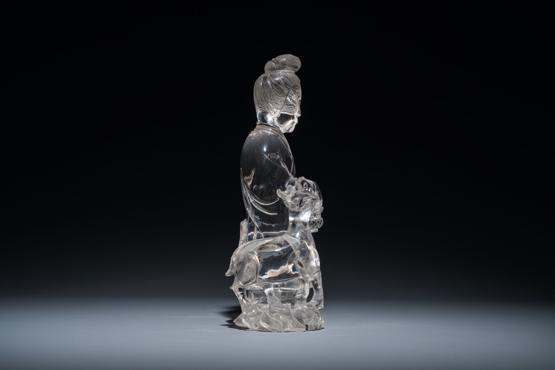 A large Chinese rock crystal sculpture of Lan Caihe, 19th C. - Image 11 of 12