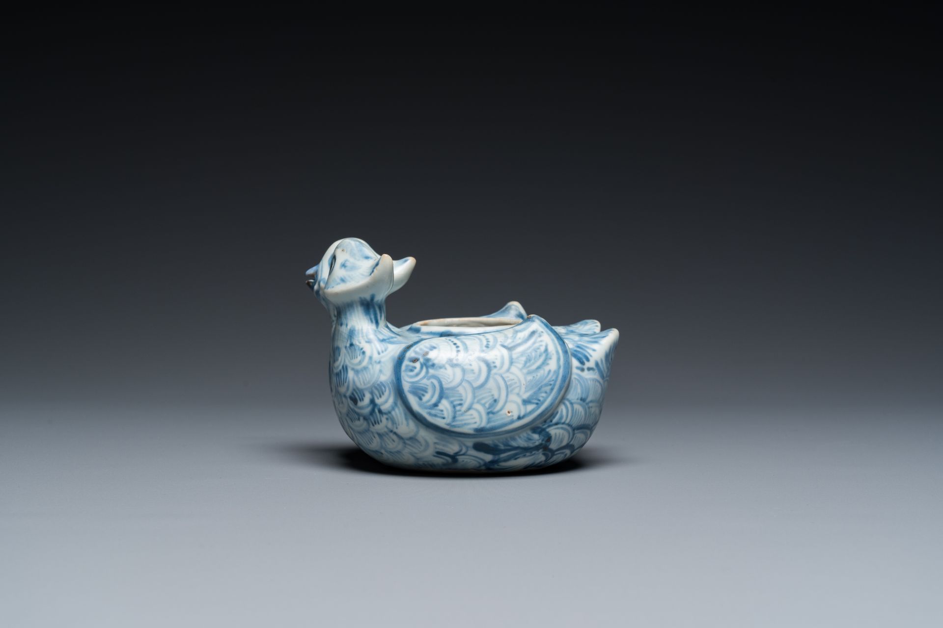 A Chinese blue and white twin duck-form water dropper, Ming - Image 2 of 7