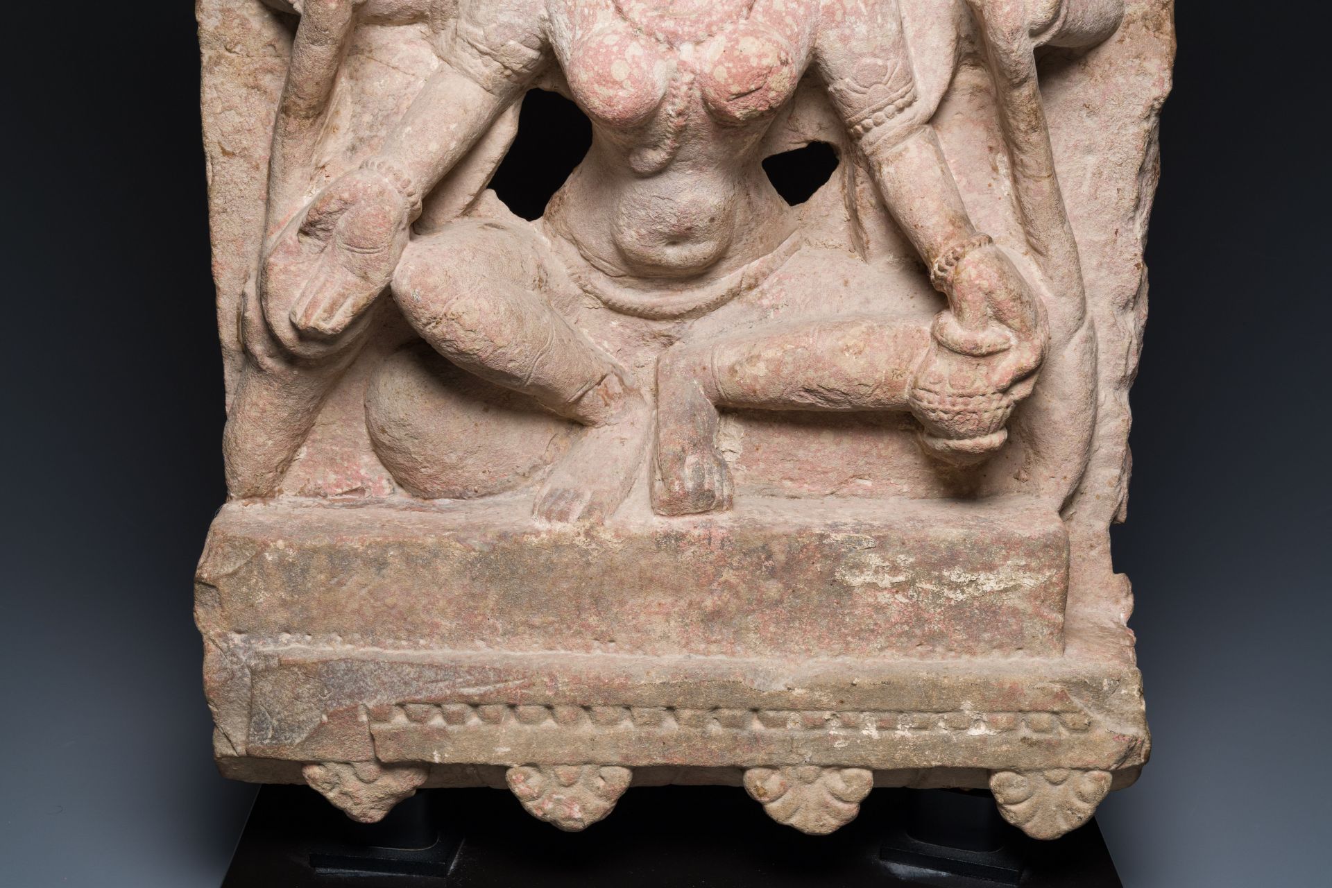 An Indian red sandstone stele of Lakshmi, probably Rajasthan, 12th C. - Image 3 of 7