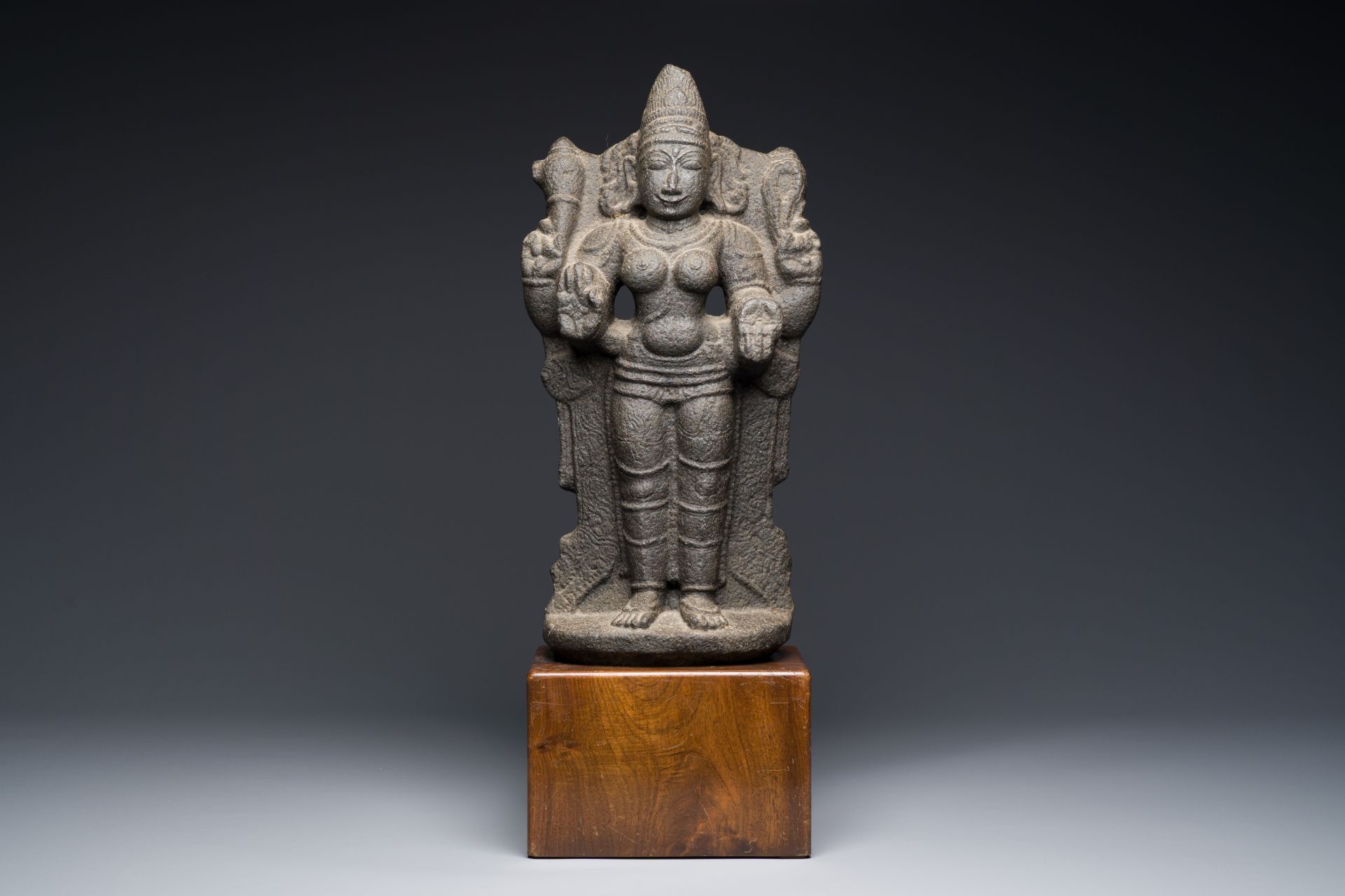 A stone sculpture of Lakshmi, India, 13/15th C.