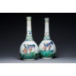 A pair of large Chinese famille verte 'mythic animals' vases, Kangxi