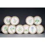 Ten Royal Copenhagen porcelain 'Flora Danica' plates with pierced rims, Denmark, 20th C.