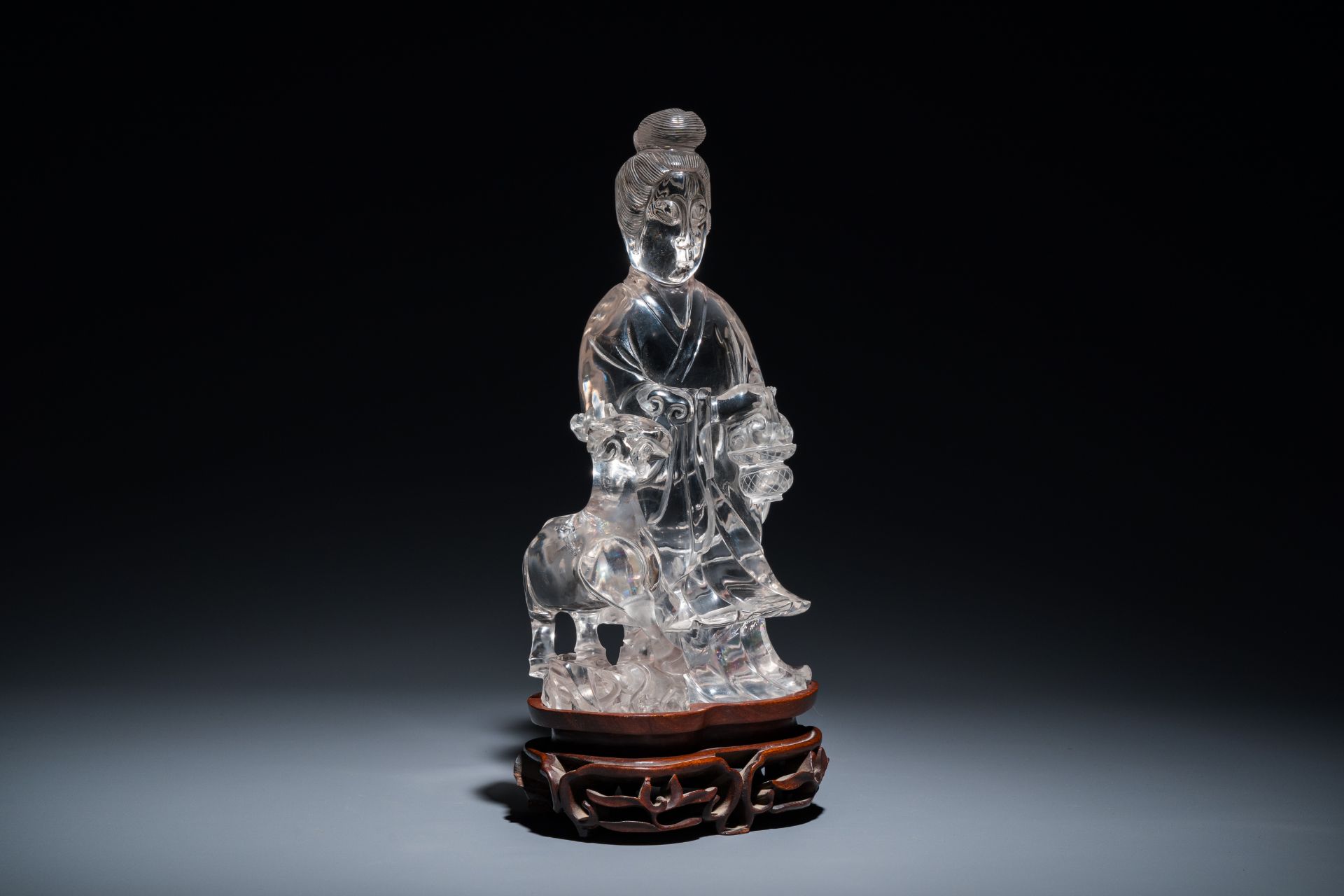 A large Chinese rock crystal sculpture of Lan Caihe, 19th C. - Image 12 of 12