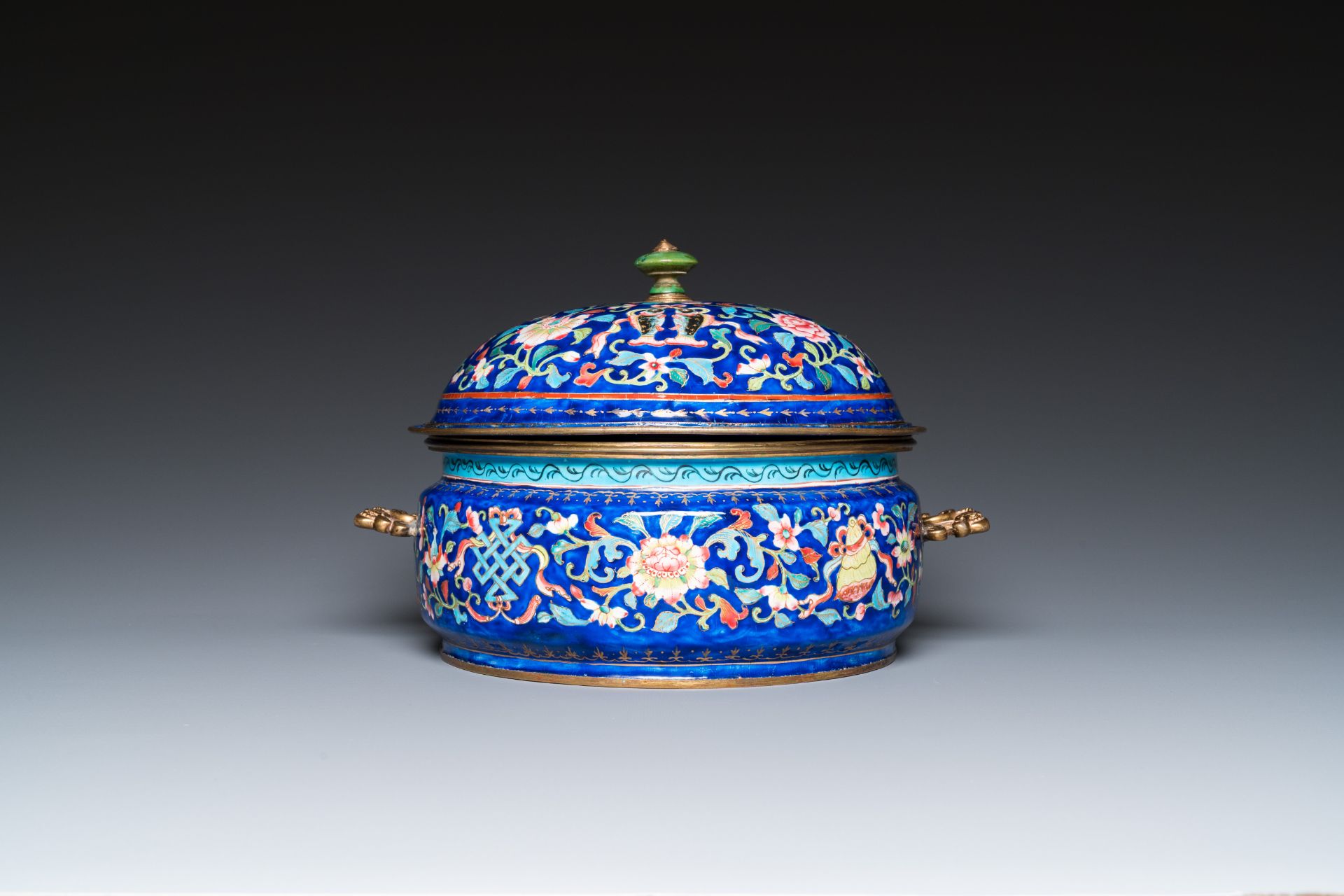 A Chinese Canton enamel three-piece warming bowl, Qianlong - Image 2 of 11