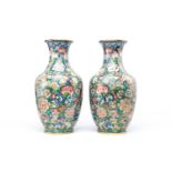 A fine pair of Chinese cloisonne 'millefleurs' vases, workshop mark of De Cheng, Beijing, 2nd half 1