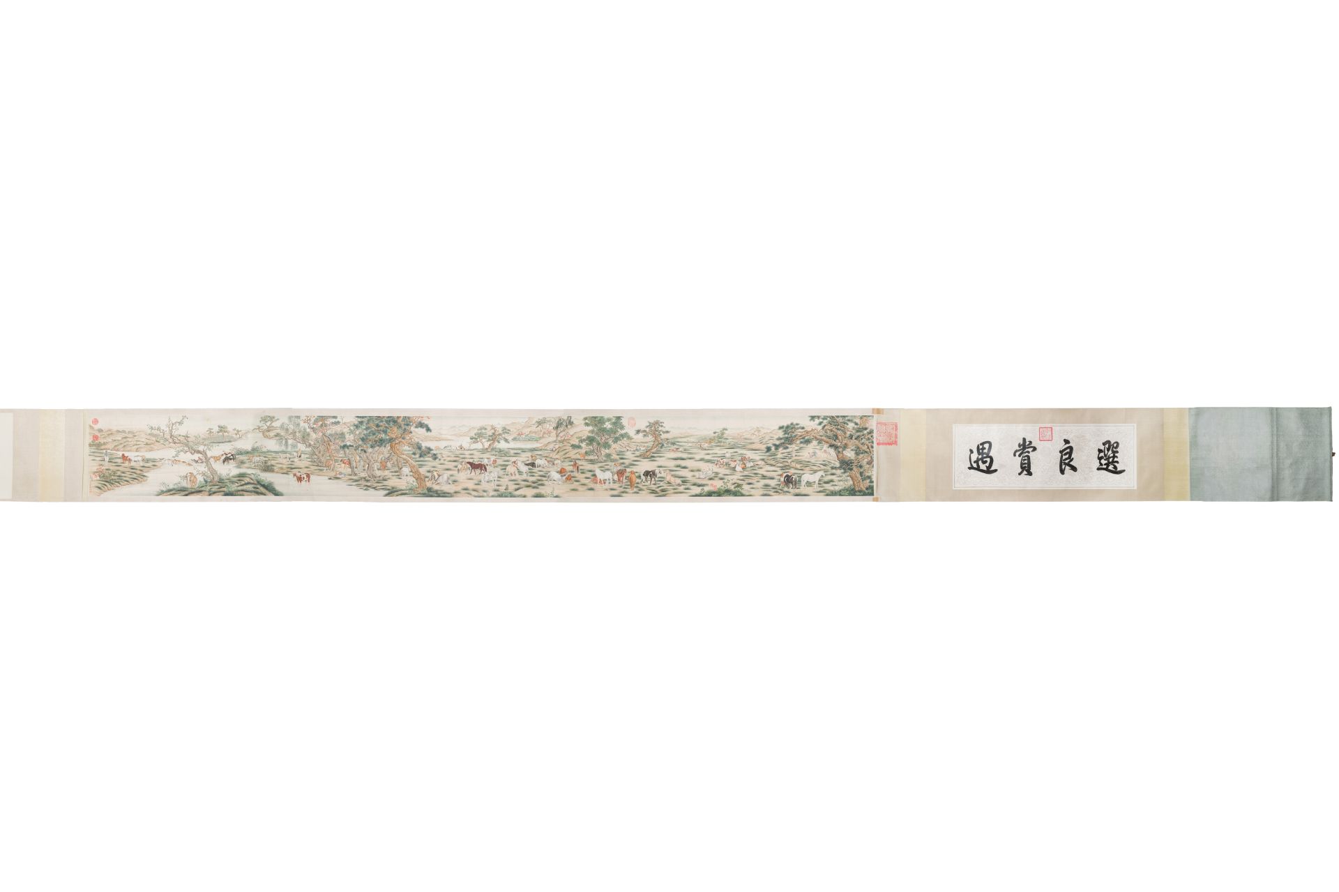 Chinese school, after Giuseppe Castiglione 郎世寧 (1688-1766): '100 horses', handscroll, 18/19th C. - Image 3 of 10
