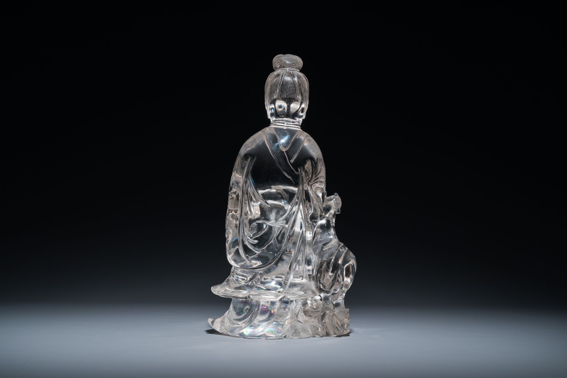 A large Chinese rock crystal sculpture of Lan Caihe, 19th C. - Image 10 of 12