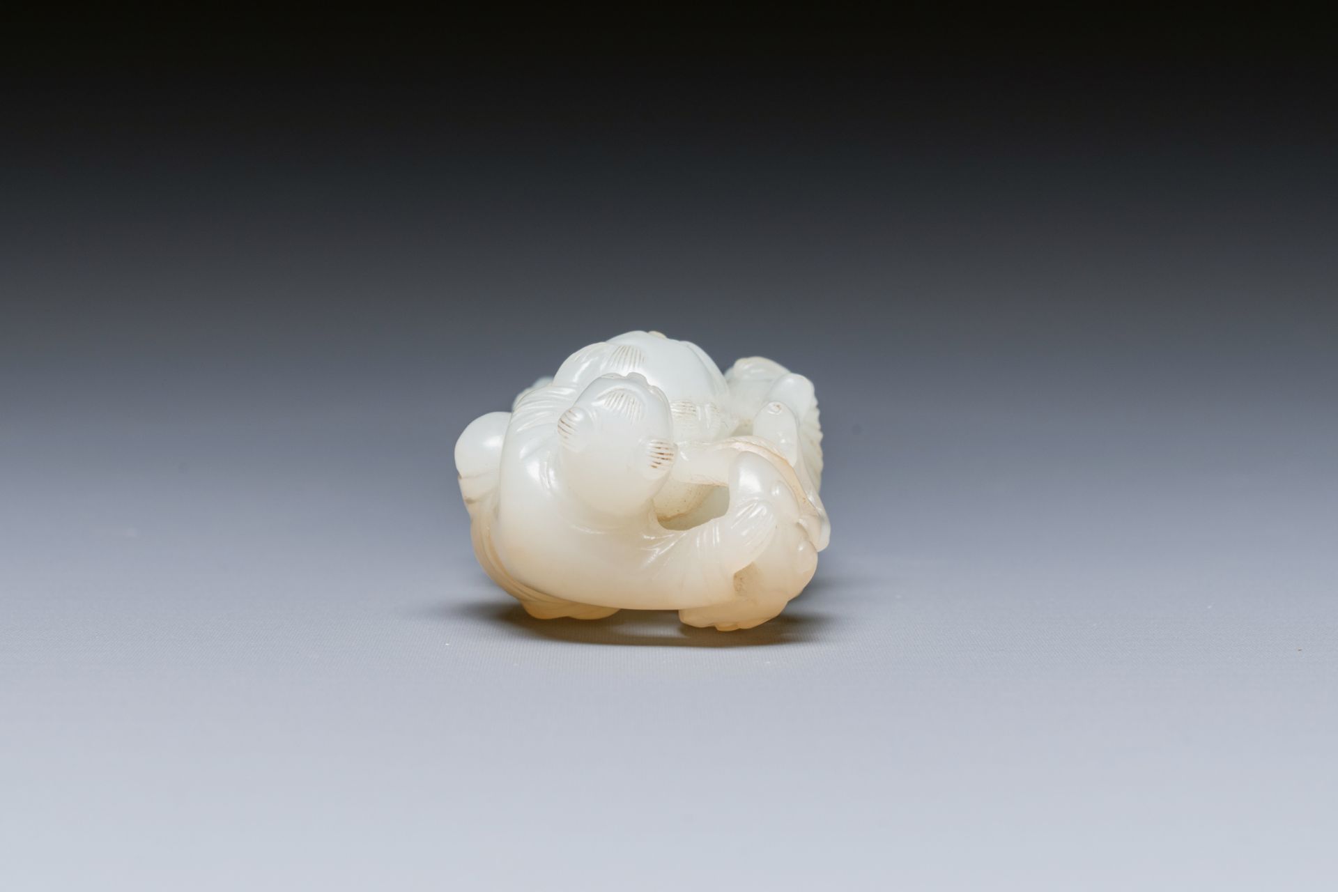 A Chinese white and russet jade sculpture of two boys, Qing - Image 7 of 7