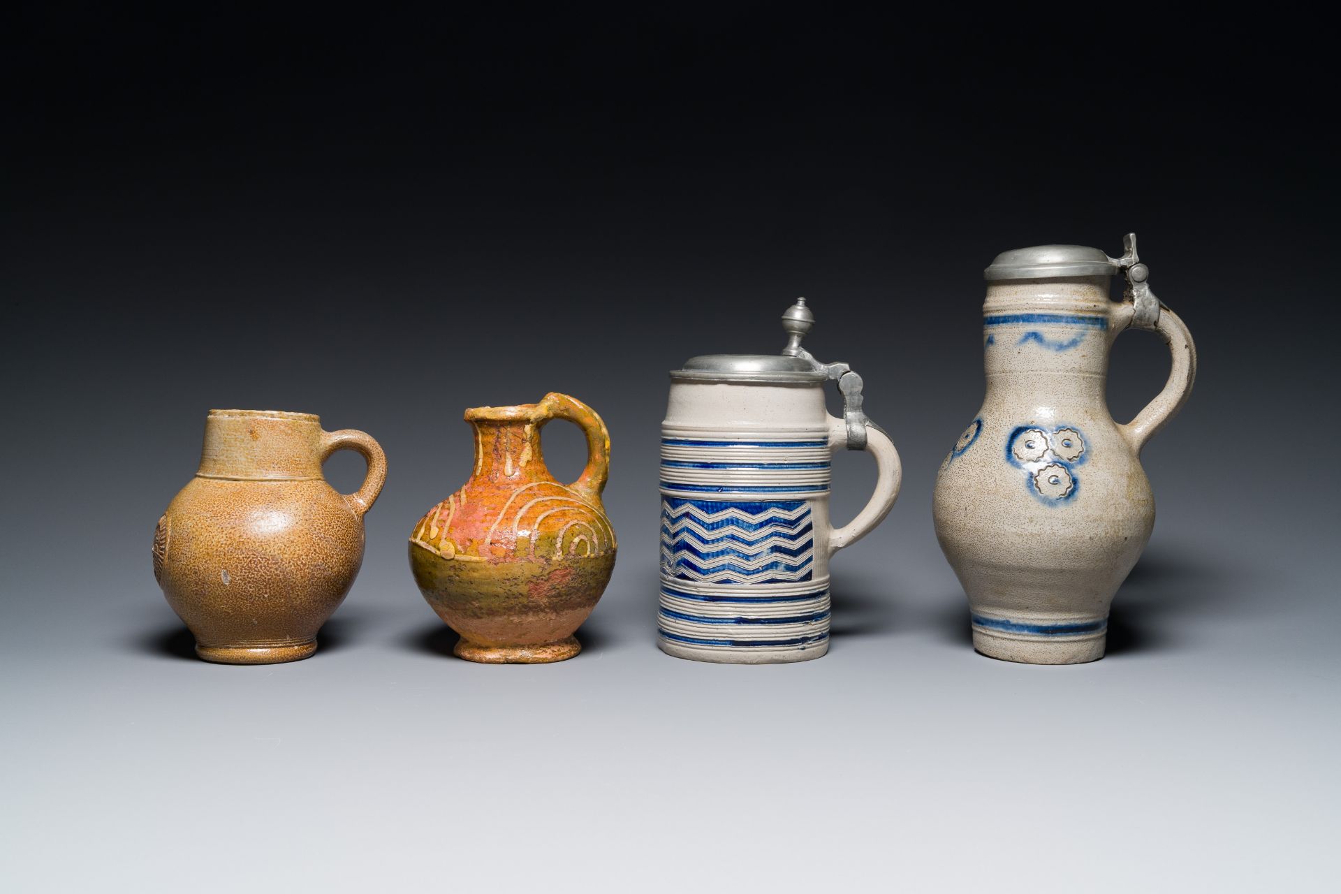 Nine various stoneware jugs, a.o. Frechen, Raeren and Westerwald, 16/18th C. - Image 8 of 16