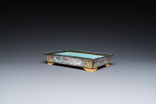 A rectangular Chinese yellow-ground Canton enamel jardiniere, Yongzheng