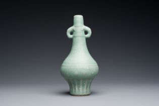 A Chinese Longquan celadon bottle vase, Yuan/Ming