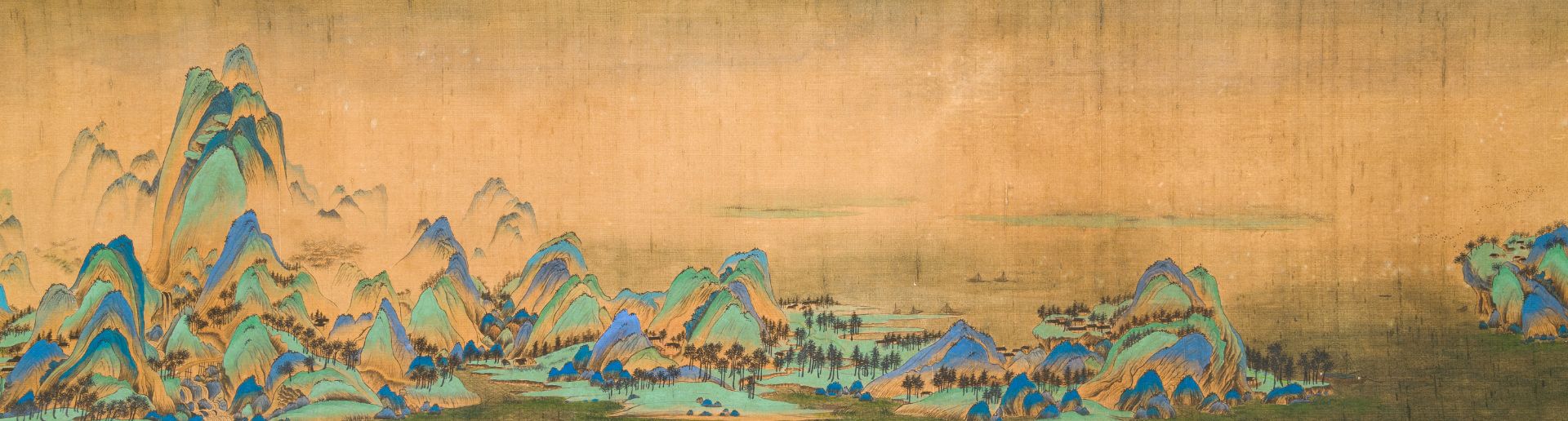 Chinese school: 'Mountainous landscape', ink and colours on silk, Qing - Image 8 of 15