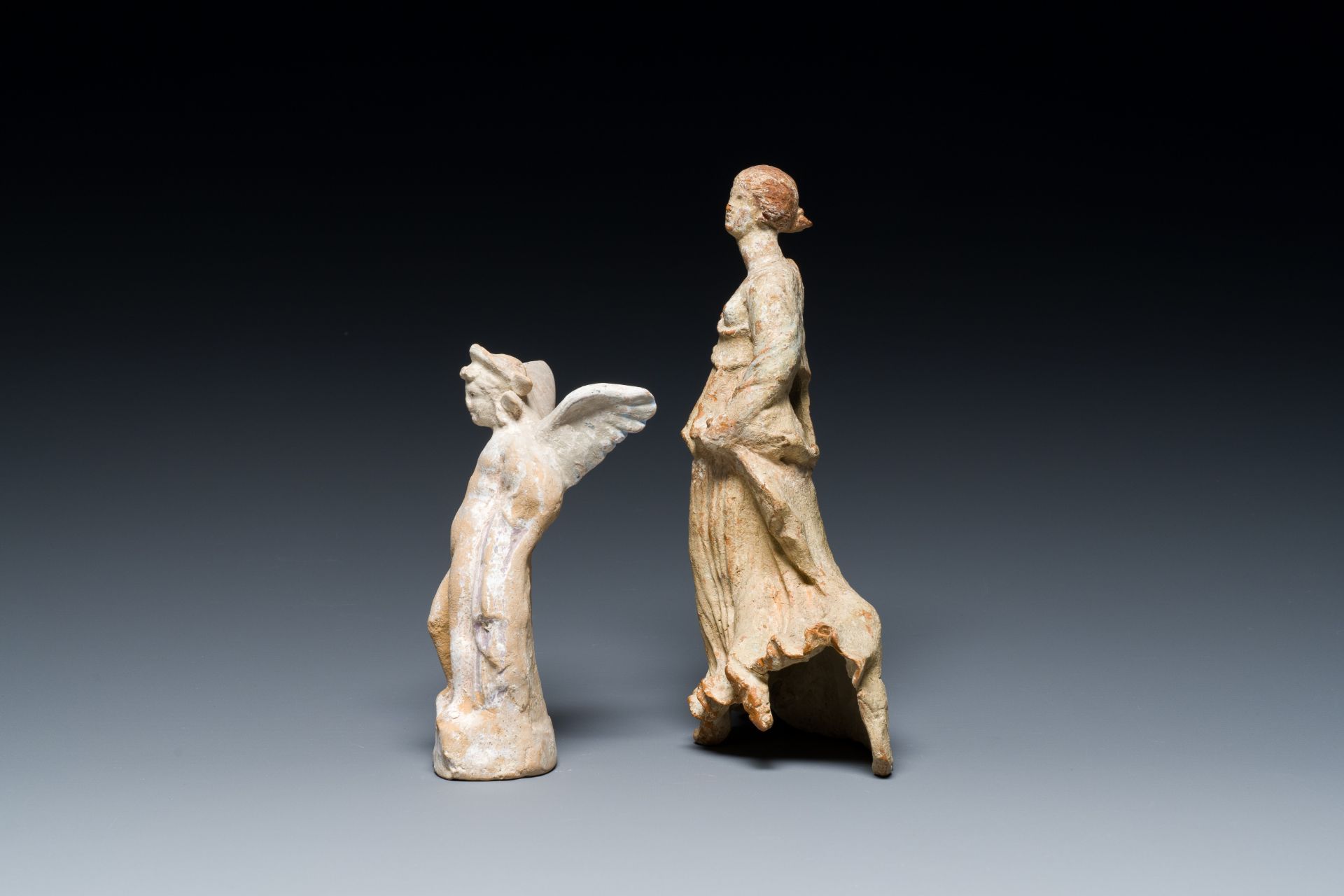 Two Greek terracotta sculptures of Eros and of a female dancer, 4th/2nd C. b.C. - Image 5 of 7