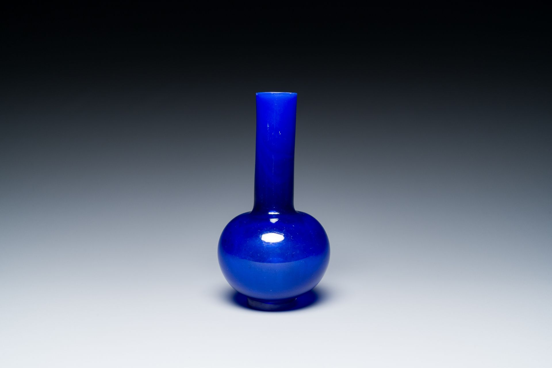 A Chinese translucent blue Peking glass bottle vase, Xianfeng mark and of the period - Image 3 of 6