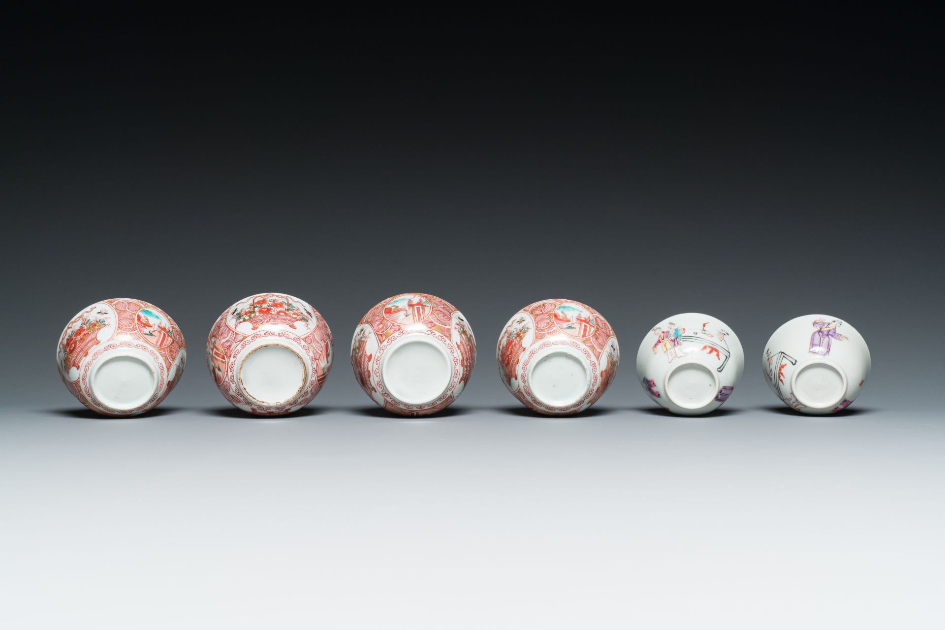 Ten Chinese blue, white, famille rose and Dutch-decorated cups and nine saucers, Kangxi and later - Image 11 of 17