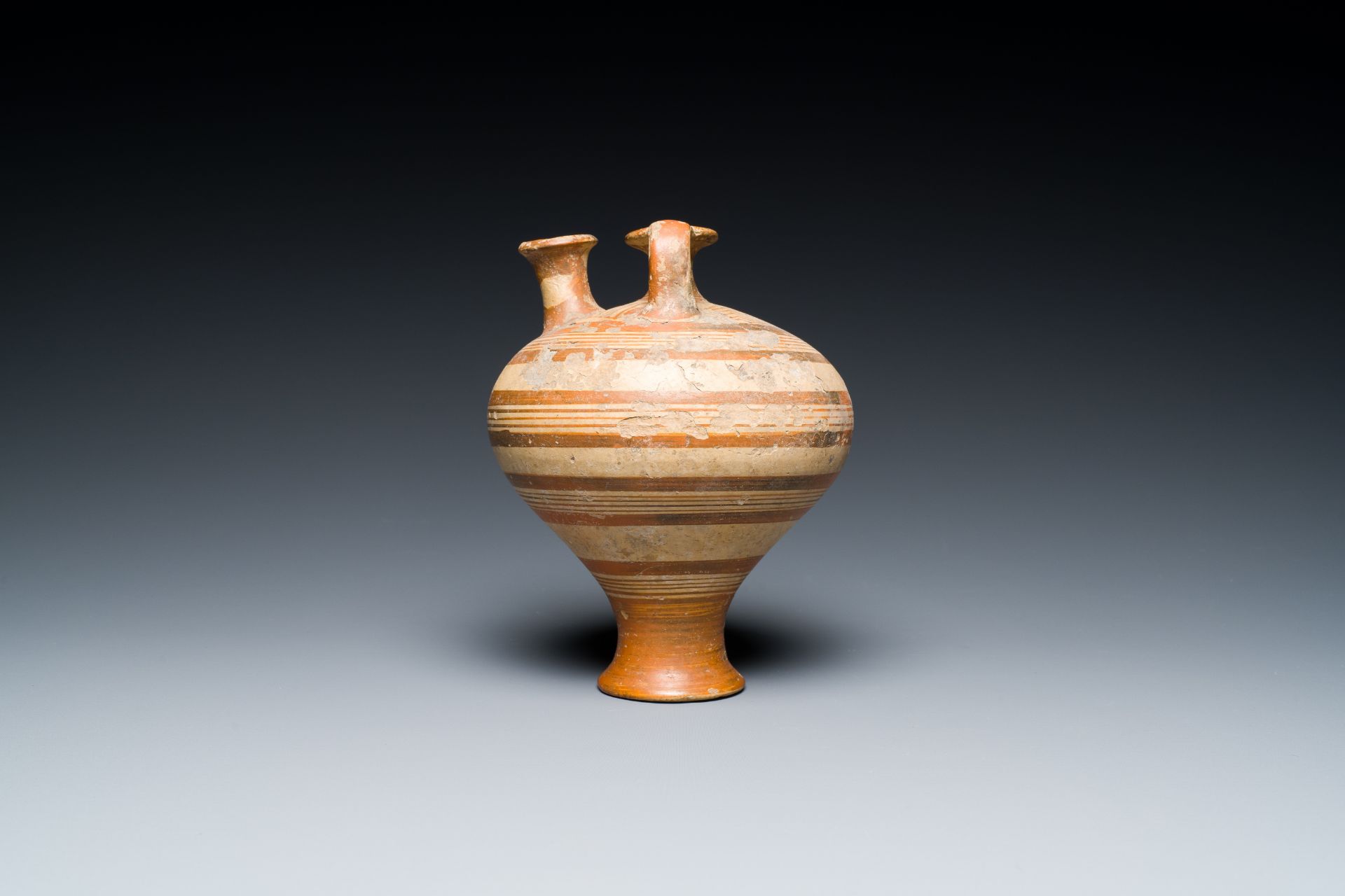 A Mycenaean terracotta stirrup jar, Cyprus, 14th/13th C. b.C. - Image 5 of 8