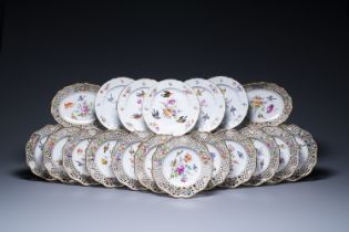 Nineteen polychrome Dresden porcelain plates and dishes, Meyers & Sohn, Germany, 19th C.