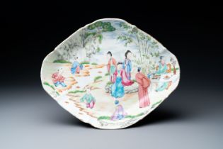 A rare Chinese Canton famille rose tazza depicting a winding stream party, 'liushangqushui' æµè§´æ›