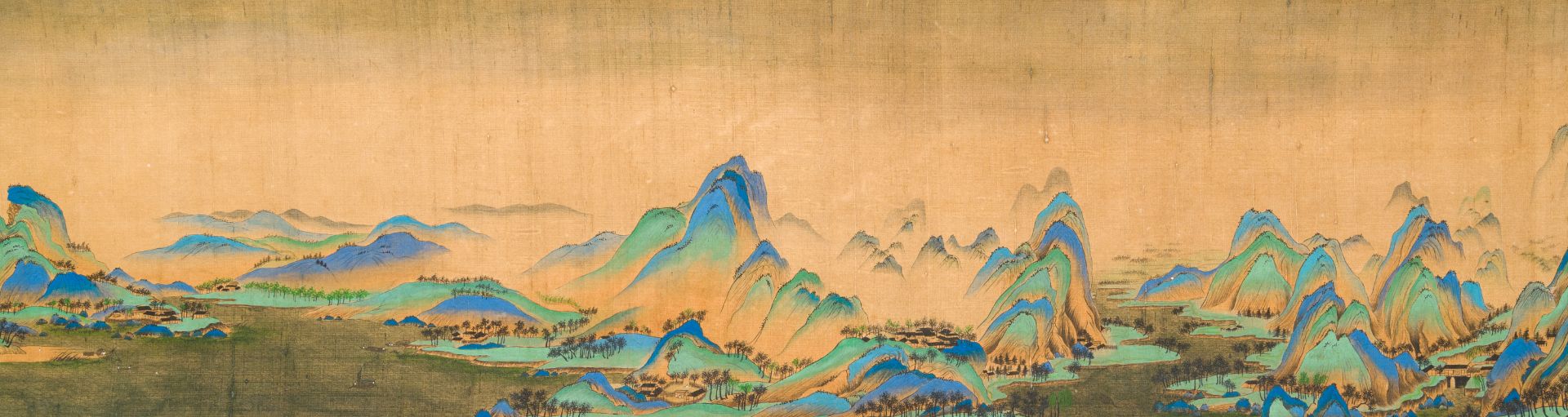 Chinese school: 'Mountainous landscape', ink and colours on silk, Qing - Image 9 of 15