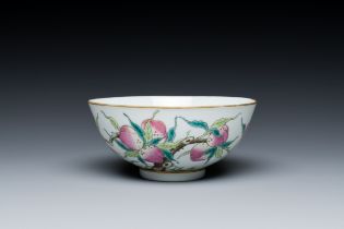 A Chinese famille rose 'nine peaches' bowl, Guangxu mark and of the period