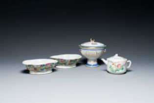 Four pieces of Chinese qianjiang cai porcelain, signed Xu Pinheng è®¸å“è¡¡ and Dai Huanzhao æˆ´ç…¥æ