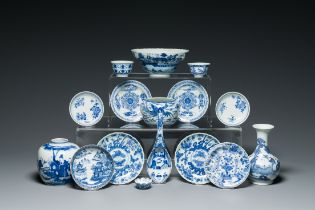 A varied collection of Chinese blue and white wares, 19/20th C.