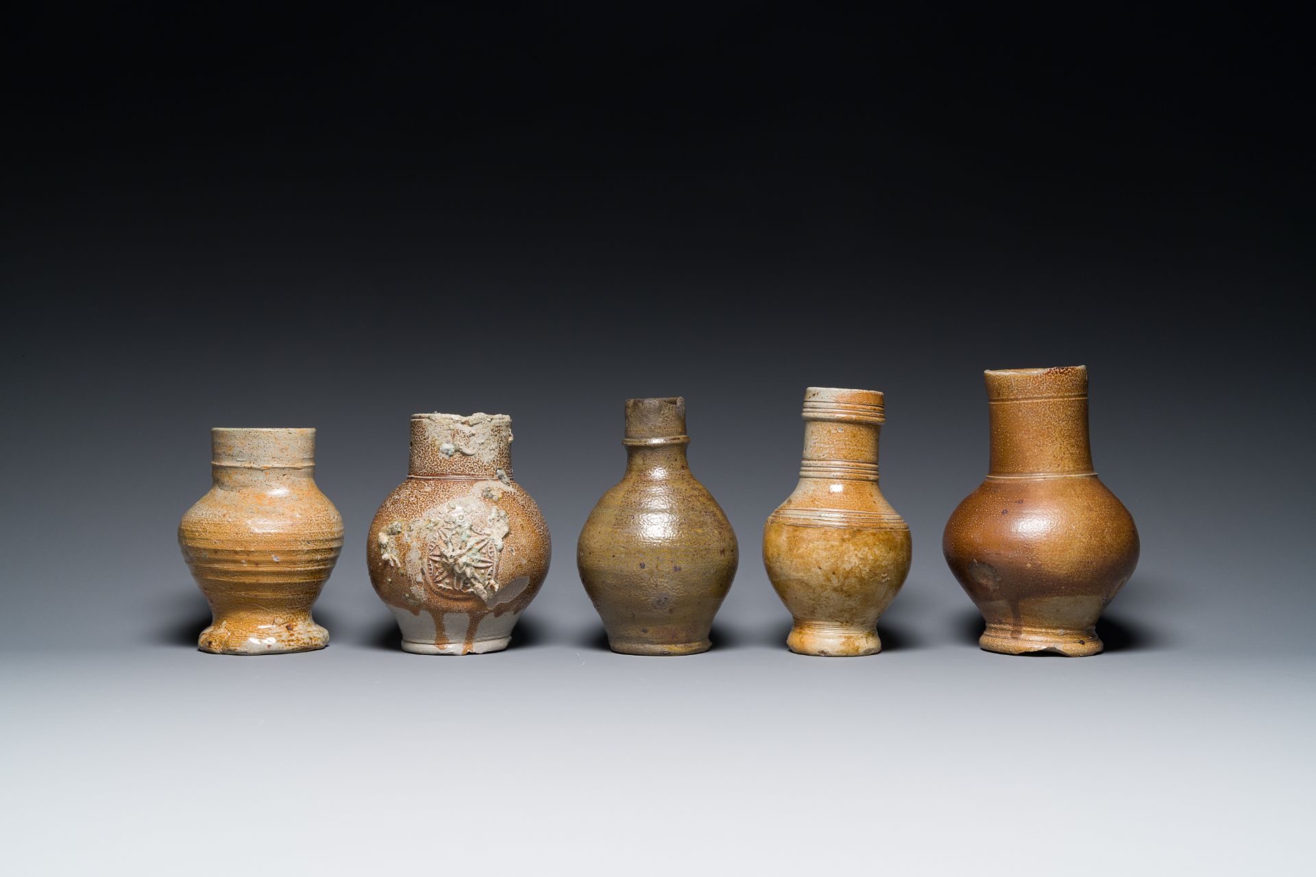 Nine various stoneware jugs, a.o. Frechen, Raeren and Westerwald, 16/18th C. - Image 4 of 16