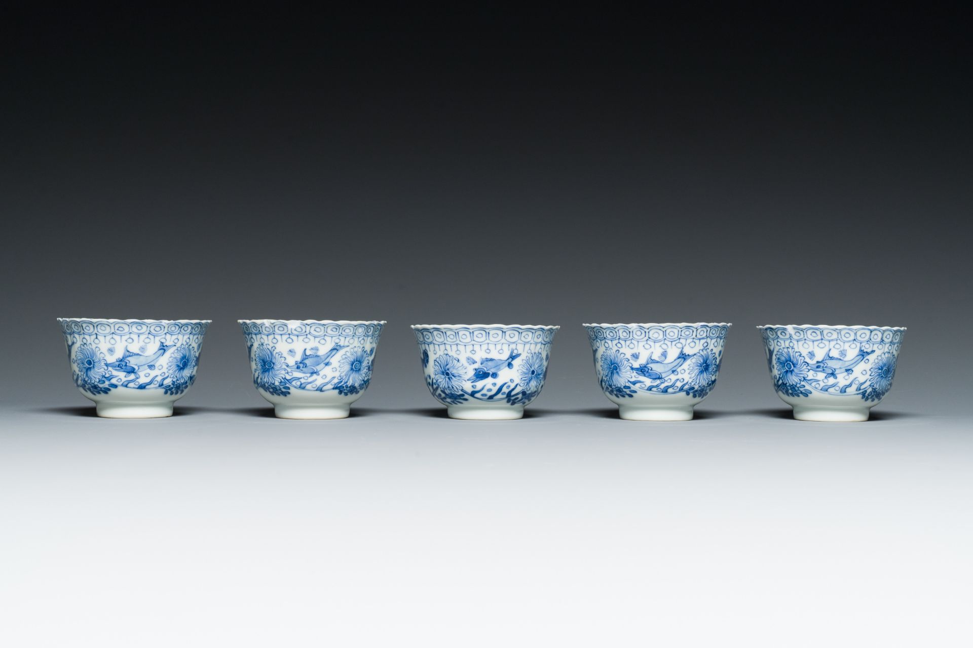 Ten Chinese blue, white, famille rose and Dutch-decorated cups and nine saucers, Kangxi and later - Image 12 of 17