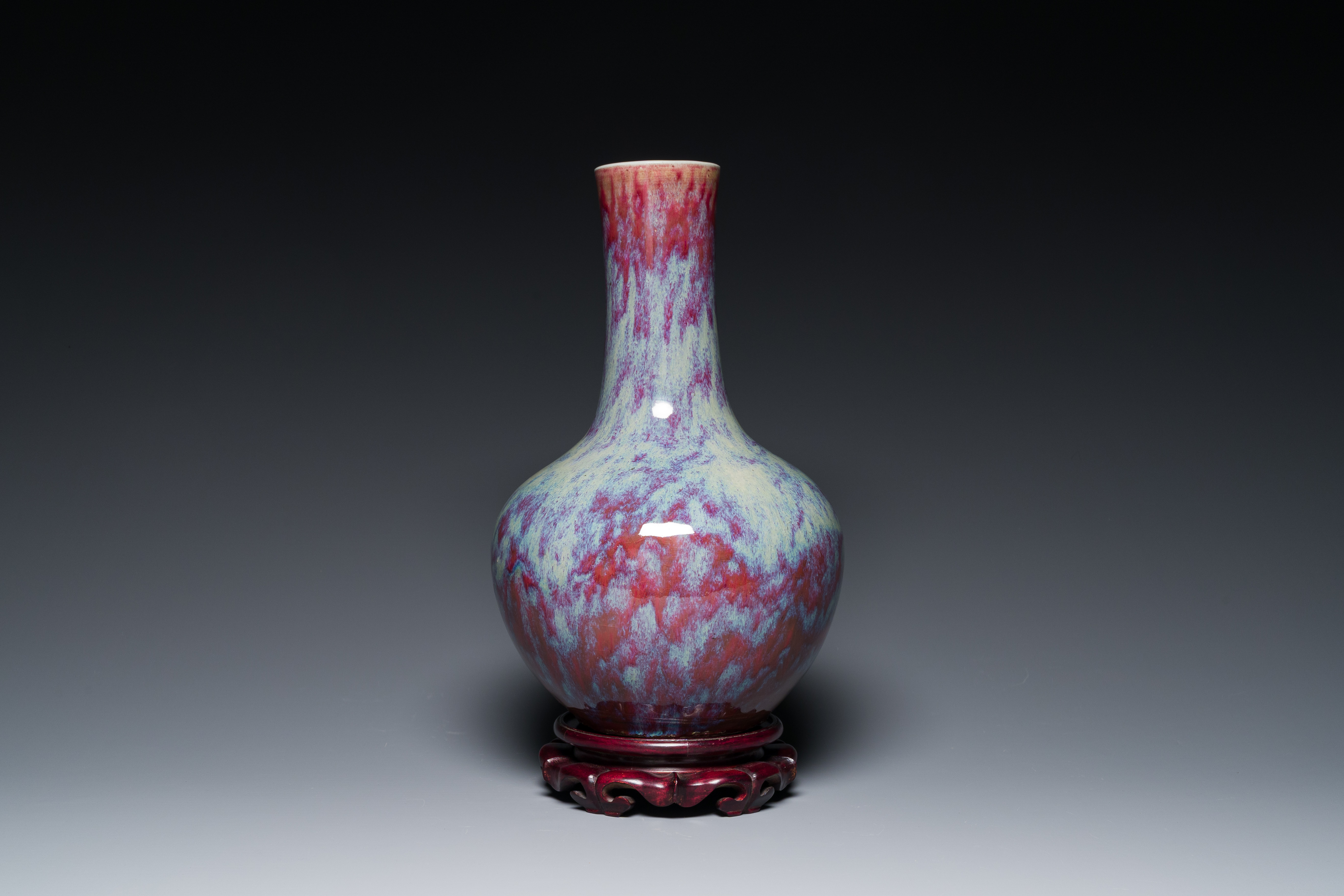 A Chinese flambe-glazed bottle vase, 19th C.