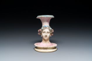 A polychrome Greek pottery vase with a woman's head, Canosa, Apulia, Italy, ca. 4th/3rd C. b.C.