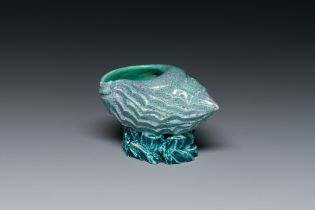 A Chinese robin's egg-glazed shell-shaped water pot, Qianlong