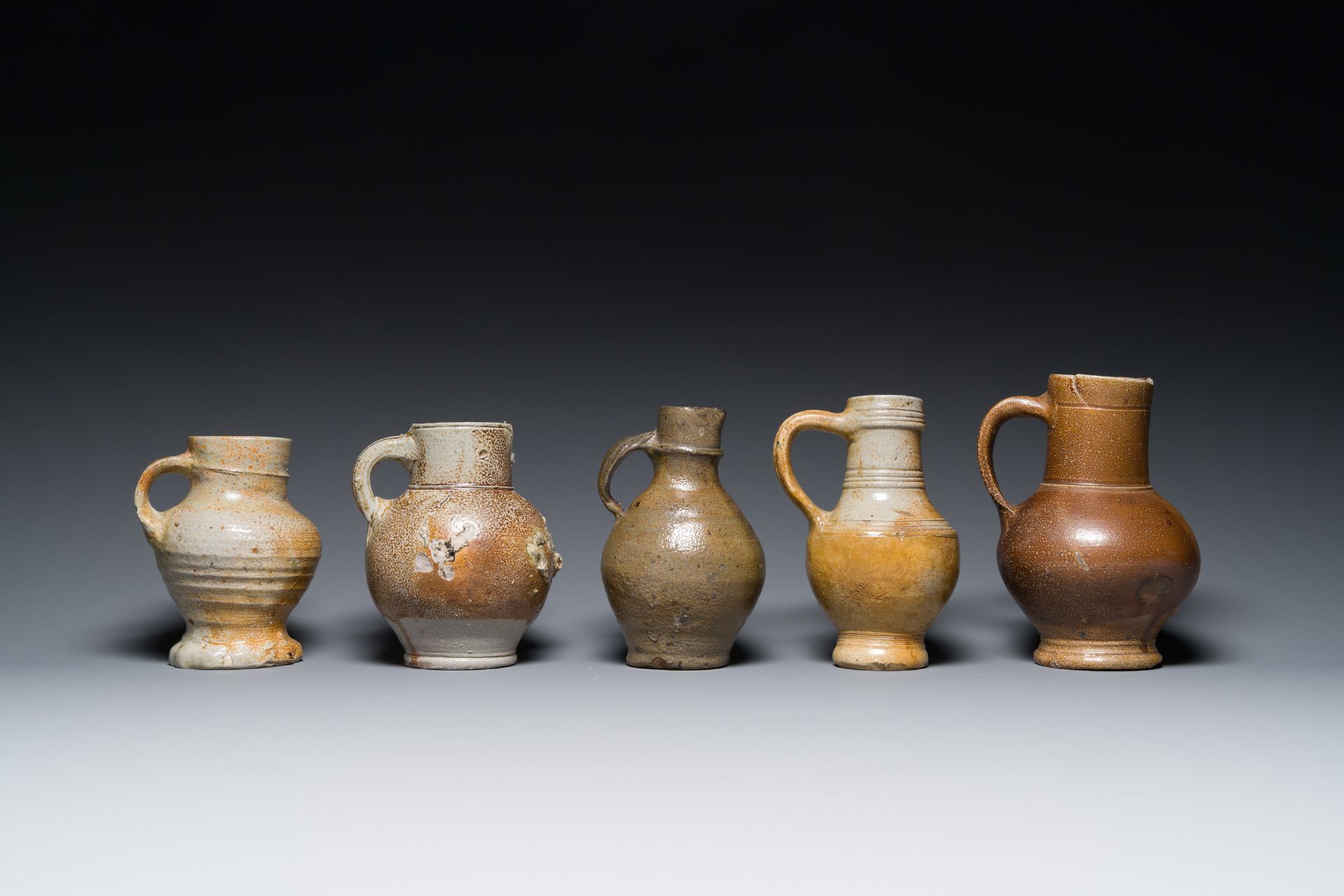 Nine various stoneware jugs, a.o. Frechen, Raeren and Westerwald, 16/18th C. - Image 3 of 16