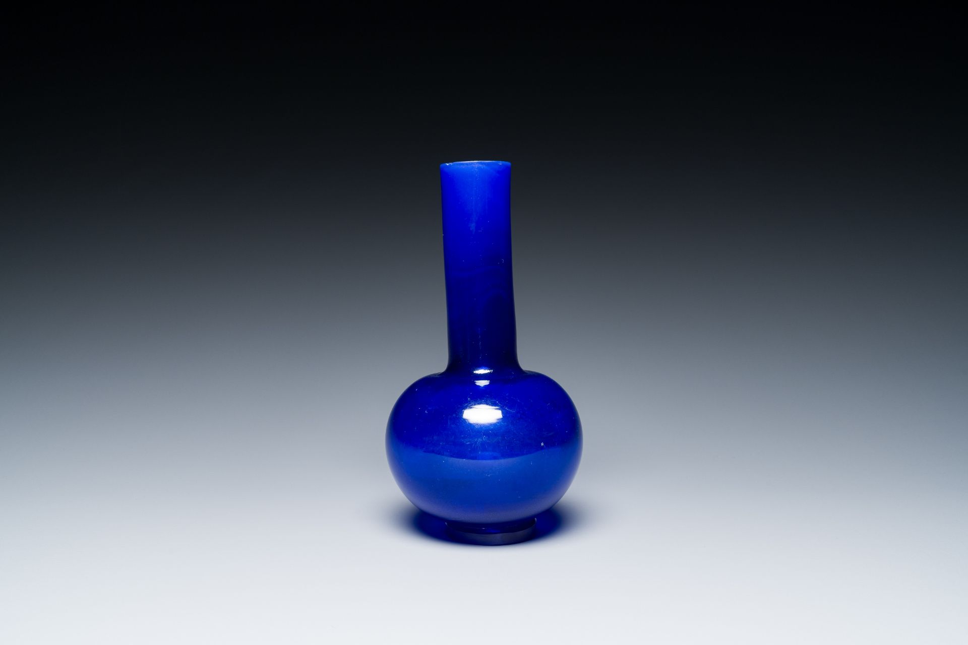 A Chinese translucent blue Peking glass bottle vase, Xianfeng mark and of the period - Image 2 of 6