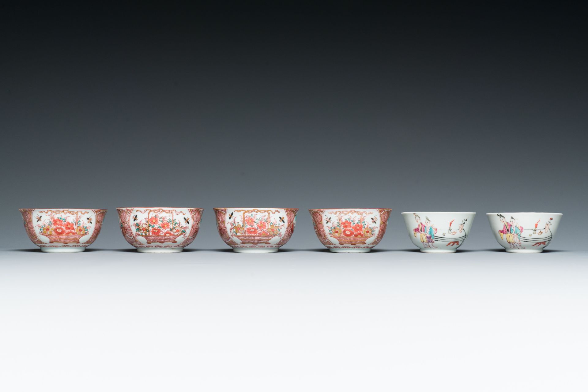 Ten Chinese blue, white, famille rose and Dutch-decorated cups and nine saucers, Kangxi and later - Image 6 of 17