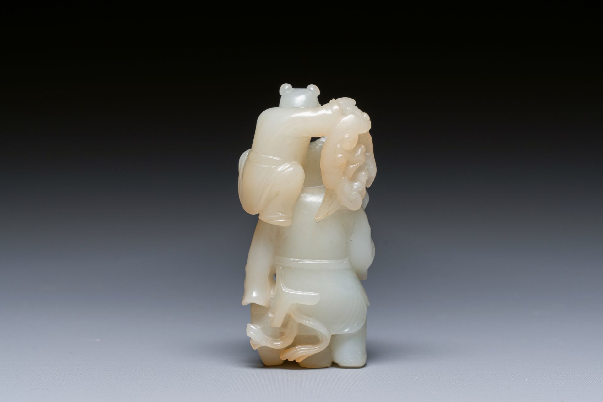 A Chinese white and russet jade sculpture of two boys, Qing - Image 3 of 7
