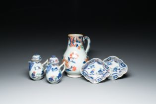 A large Chinese verte-Imari jug and two pairs of covered jugs on stands, Kangxi/Qianlong