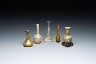 Five Roman glass flasks, 2nd/3rd C.