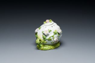 A polychrome Meissen porcelain melon-form pot pourri vase, Germany, 18th C.