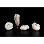 Four Chinese white and celadon jade carvings, Qing/Republic