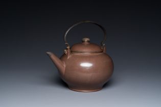 A Chinese polished Yixing stoneware teapot and cover for the Thai market, Li Xing åˆ©èˆˆ mark, 19th