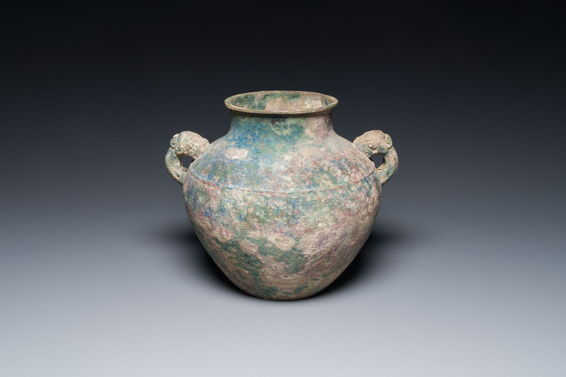 A Chinese archaic bronze wine vessel, 'lei', Eastern Zhou, Spring and Autumn period