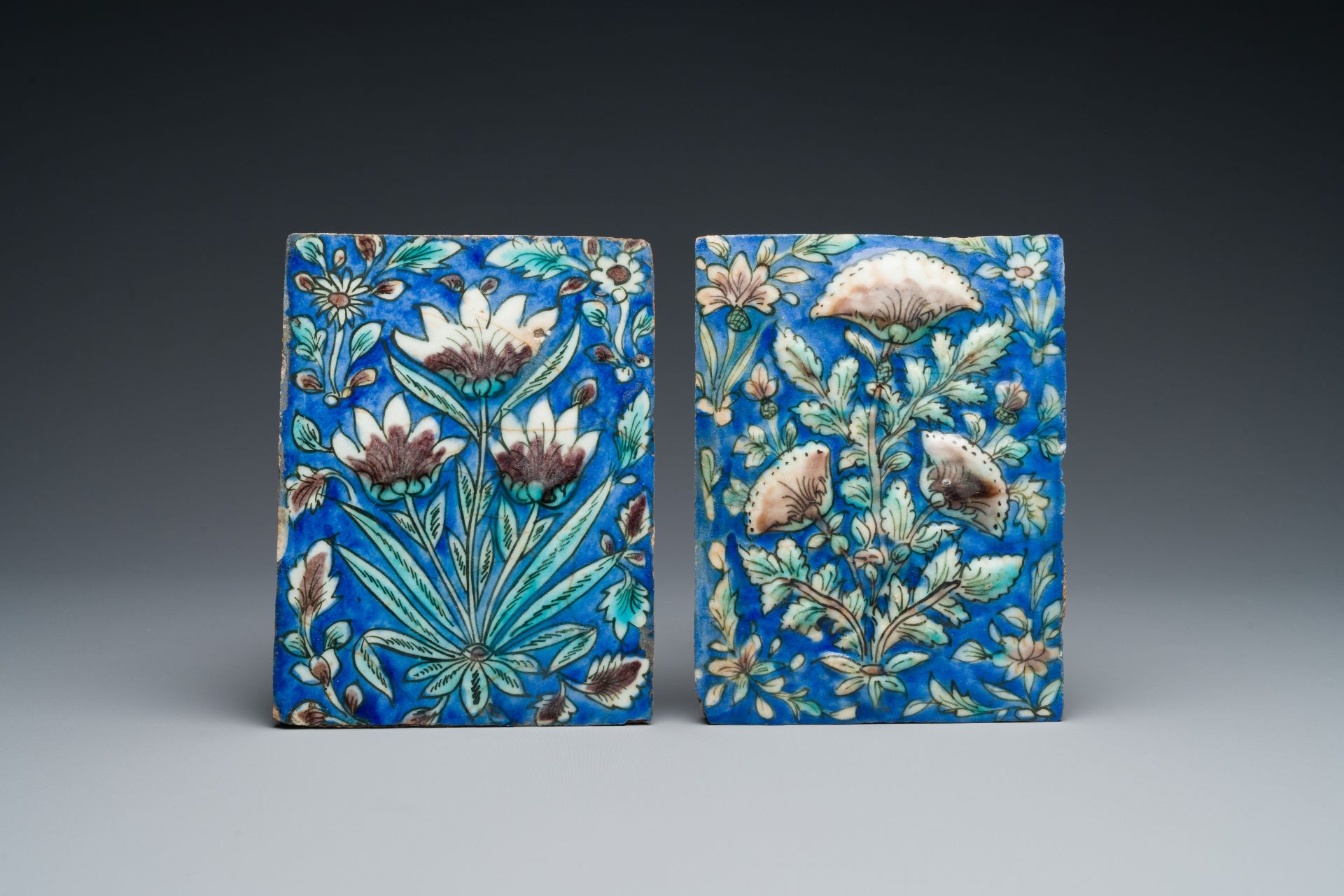 Six Qajar pottery tiles, Persia, 19th C. - Image 6 of 9