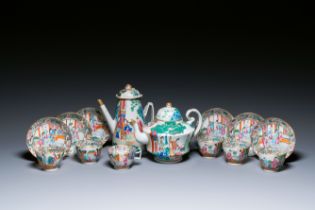 A Chinese Canton famille rose 14-piece coffee- and tea-service, 19th C.