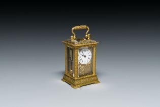 A Chinese gilt bronze carriage clock, Heng Da Li äº¨è¾¾åˆ© mark, Shanghai, 19/20th C.