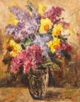 Sadji (Sha Qi, Sha Yinnian) (1914-2005): Still life with flowers in a vase, oil on canvas