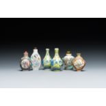 Six fine Chinese porcelain snuff bottles, 19/20th C.