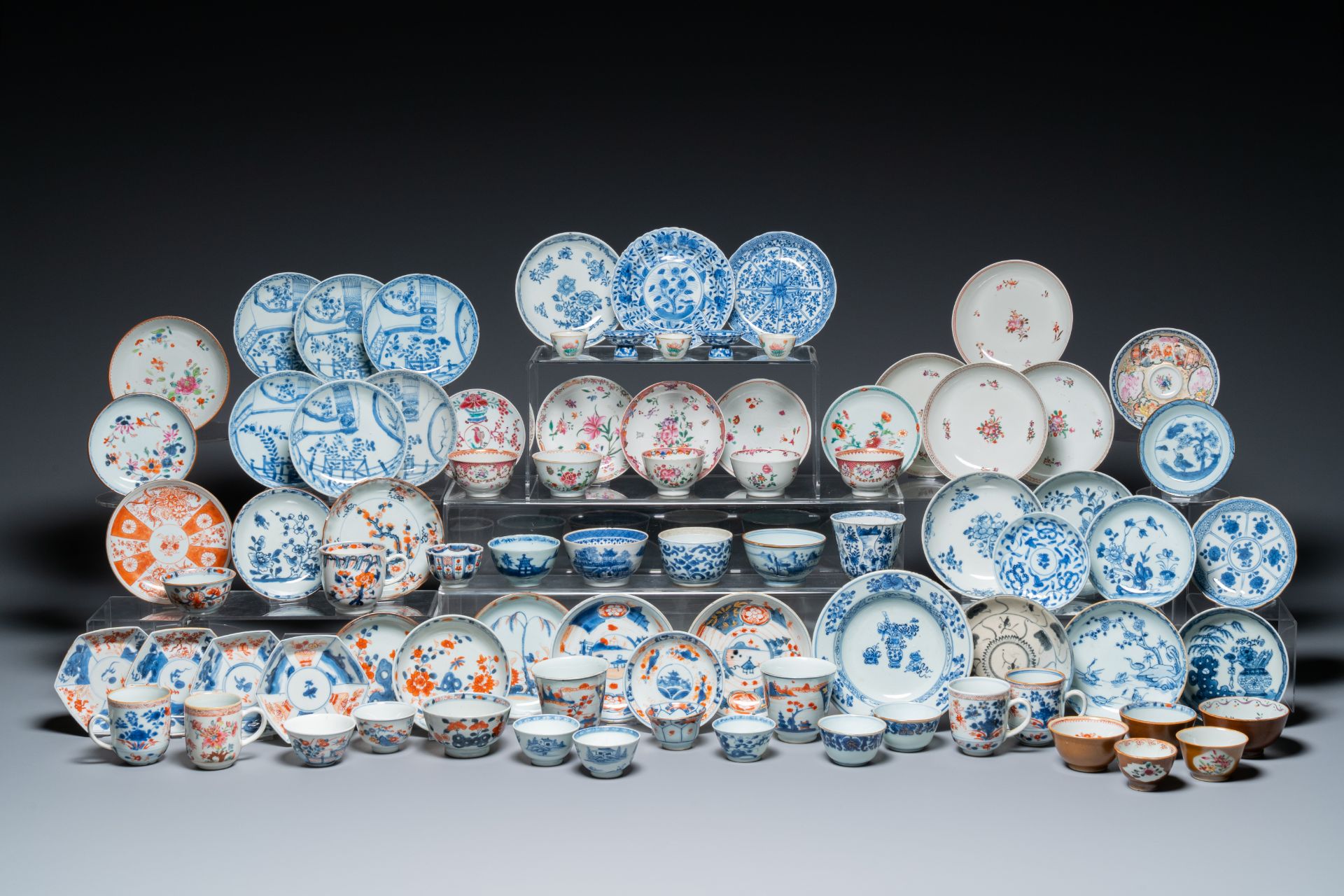 A very extensive collection of Chinese cups and saucers, Kangxi and later