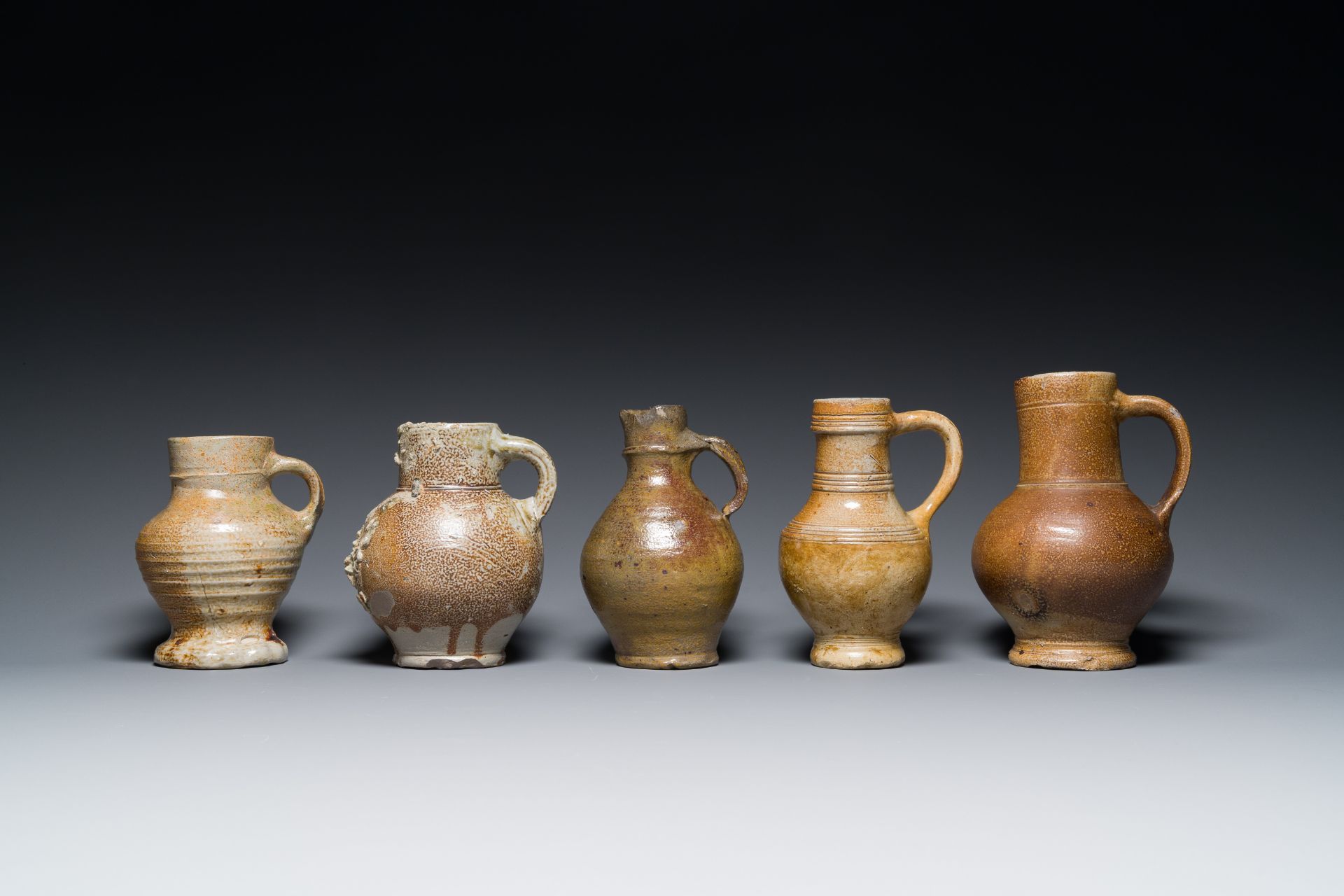 Nine various stoneware jugs, a.o. Frechen, Raeren and Westerwald, 16/18th C. - Image 2 of 16