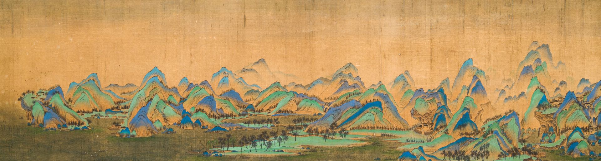 Chinese school: 'Mountainous landscape', ink and colours on silk, Qing - Image 7 of 15