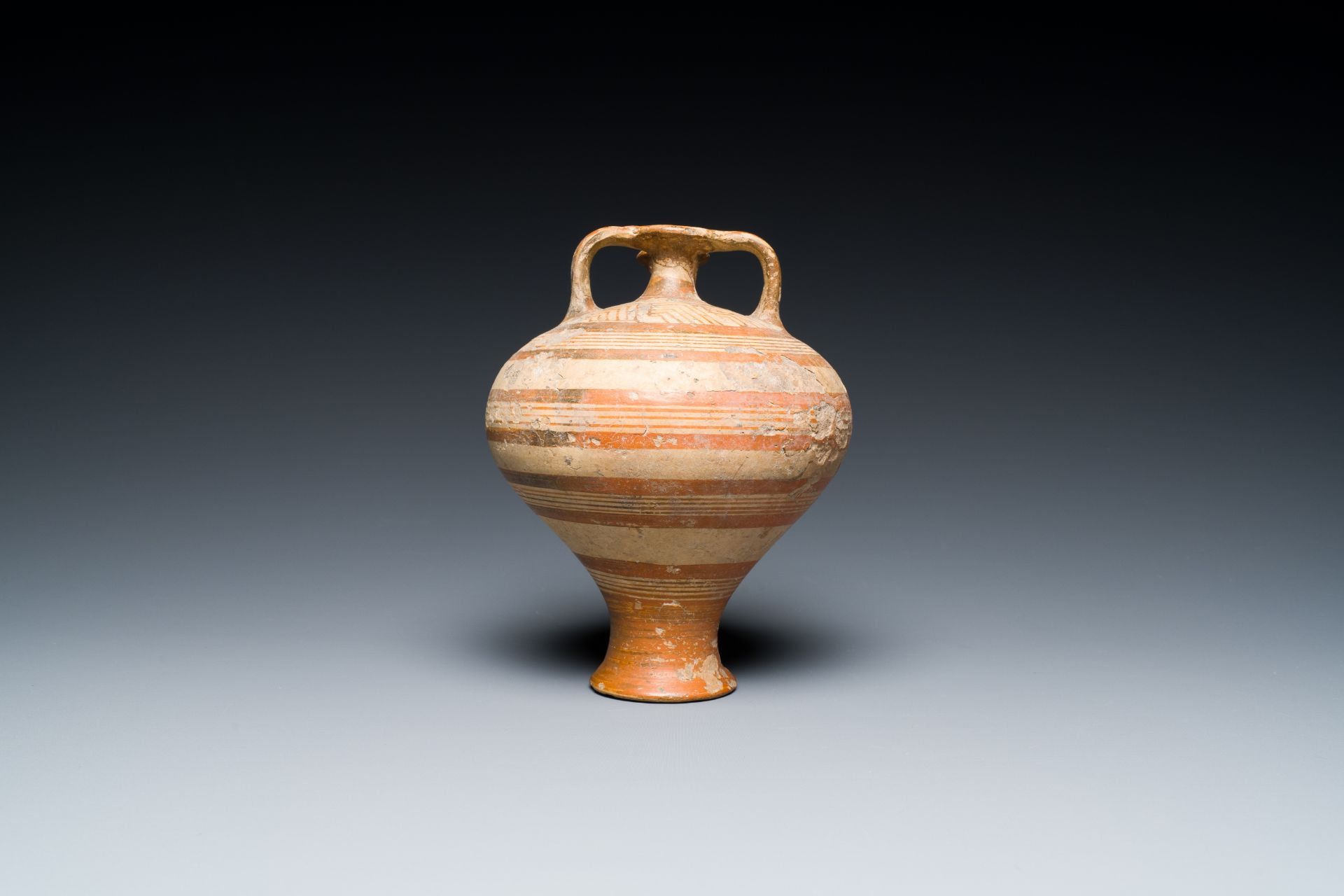 A Mycenaean terracotta stirrup jar, Cyprus, 14th/13th C. b.C. - Image 6 of 8